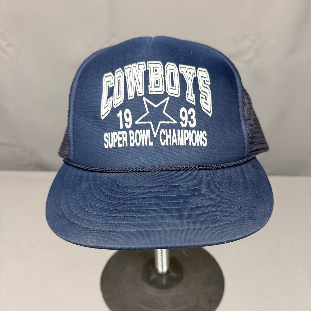 Vintage 1993 Dallas Cowboys Super Bowl Champions Trucker Hat Nissin Cap Navy